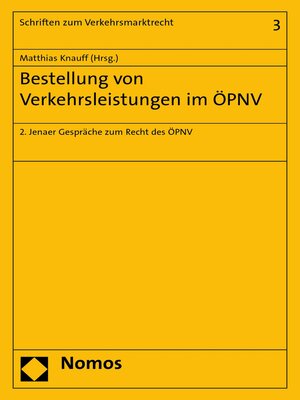 cover image of Bestellung von Verkehrsleistungen im ÖPNV